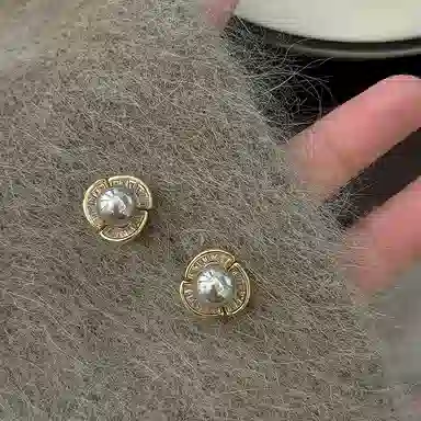 韵系 时尚简约灰 铜镀金 耳钉 女款