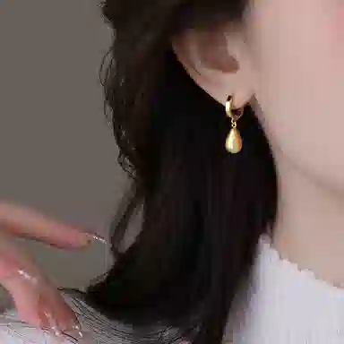 韵系 感拉丝水滴 铜镀金 耳环 女款