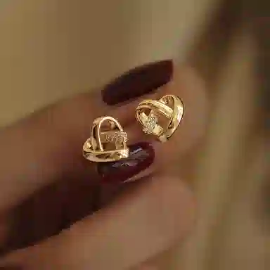 韵系 爱心锆石高级感轻奢小众设计感 电镀 耳钉 女款