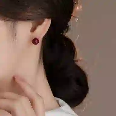 韵系 时尚简约小众 朱砂 耳钉 女款