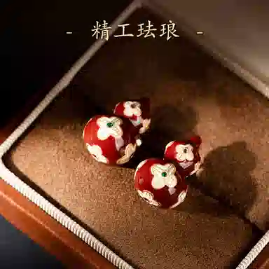 韵系 新中式复古珐琅彩葫芦 铜镀金 耳环 女款