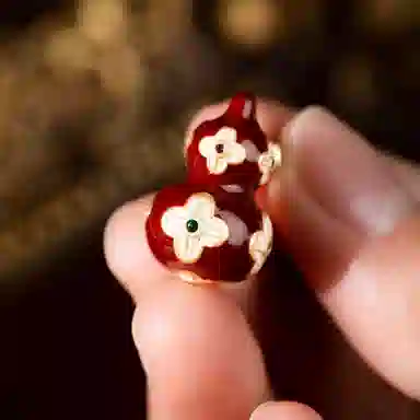 韵系 新中式复古珐琅彩葫芦 铜镀金 耳环 女款