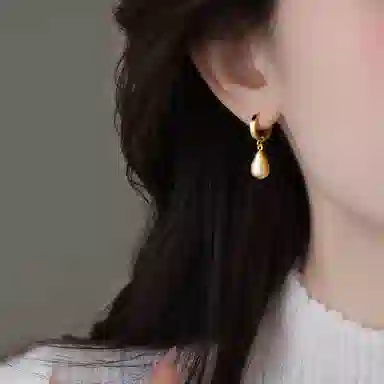 韵系 感拉丝水滴 铜镀金 耳环 女款