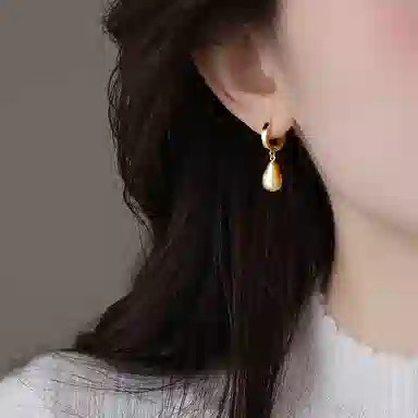 韵系 感拉丝水滴 铜镀金 耳环 女款