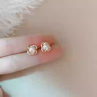 韵系 锆石珍珠 铜镀金 耳钉 女款