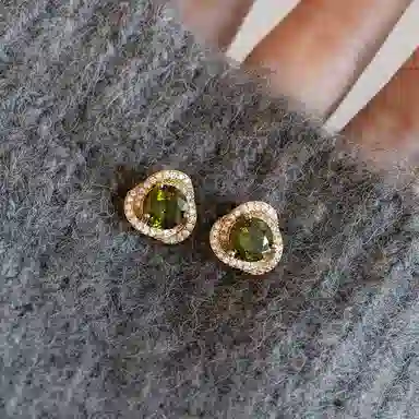 韵系 莱茵河畔几何 铜镀金 耳环 女款 绿色