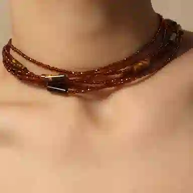 韵系 清冷氛围美拉德串珠 铜镀金 项链 女款