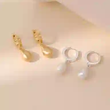 韵系 感拉丝水滴 铜镀金 耳环 女款