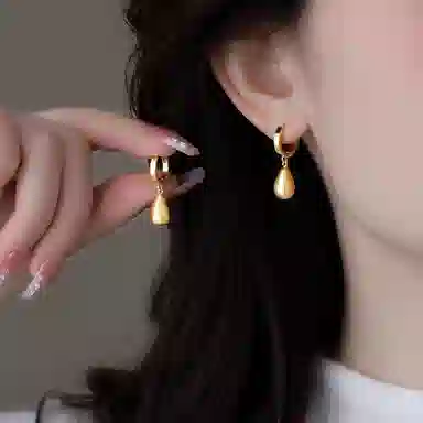 韵系 感拉丝水滴 铜镀金 耳环 女款