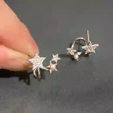 韵系 小众设计繁星点点镶钻 珍珠 耳环 女款