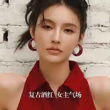 韵系 安可拉红宽耳圈 铜镀金 耳环 女款