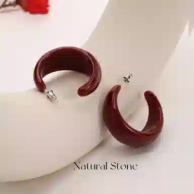 韵系 安可拉红宽耳圈 铜镀金 耳环 女款