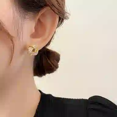 韵系 缠绕爆款轻奢小众高级感 铜镀金 耳钉 女款