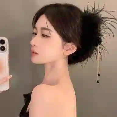 Yunxi Feather Hair Clip Black