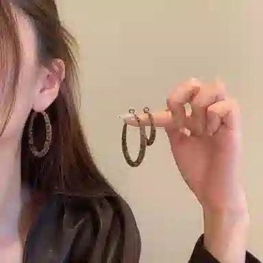 韵系 素圈豹纹复古 铜镀金 耳环 女款