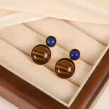 韵系 复古美拉德撞色 铜镀金 耳环 女款