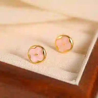 韵系 四叶草 铜镀金 耳钉 女款