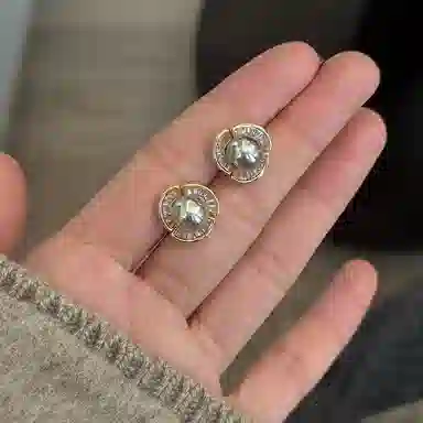 韵系 时尚简约灰 铜镀金 耳钉 女款