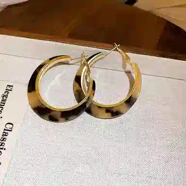 韵系 复古夸张豹纹圆形 铜镀金 耳环 女款