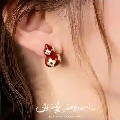 韵系 新中式复古珐琅彩葫芦 铜镀金 耳环 女款