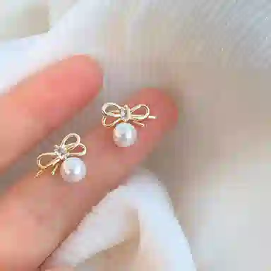 韵系 蝴蝶结 锆石 耳钉 女款