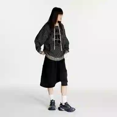 Starter Logo Knit Hoodie Charcoal