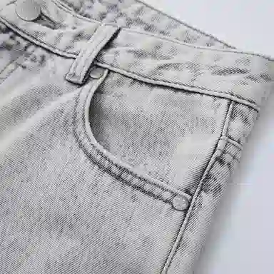 STARTER Washed Loose Mid-Rise Straight Jeans