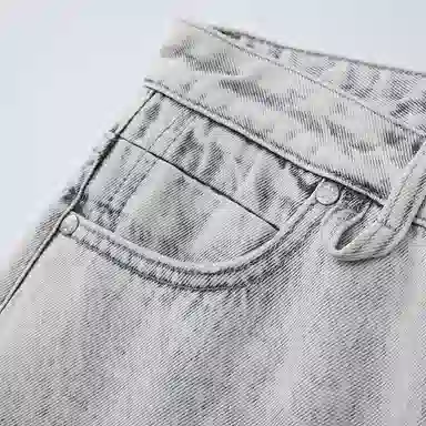 STARTER Washed Loose Mid-Rise Straight Jeans