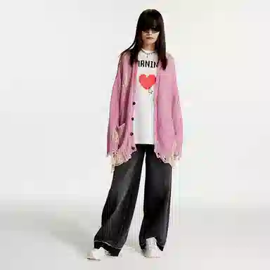 STARTER V-Neck Knit Cardigan Pink