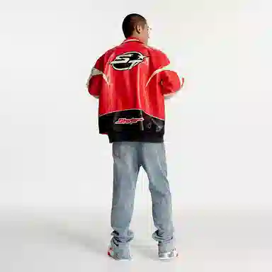 STARTER Retro Colorblock Leather Jacket