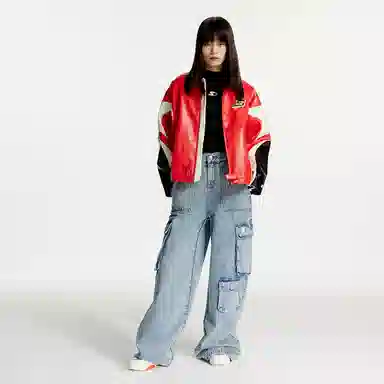 STARTER Retro Colorblock Leather Jacket