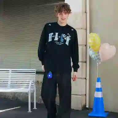 HARSH AND CRUEL Embroidered Patch Long Sleeve Tee