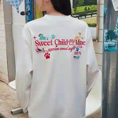 HARSH AND CRUEL Embroidered Puppy Long Sleeve T-Shirt