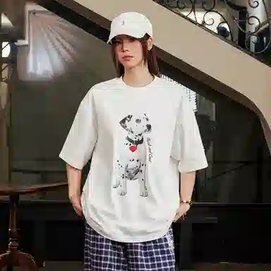 HARSH AND CRUEL Relaxed Spot Dog Print T-Shirt White