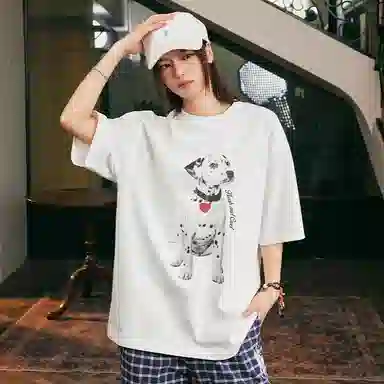 HARSH AND CRUEL Relaxed Spot Dog Print T-Shirt White