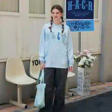 HARSH AND CRUEL Embroidered Patch Long Sleeve Tee