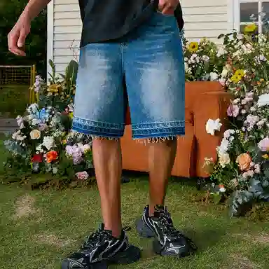 HARSH AND CRUEL Denim Shorts Blue