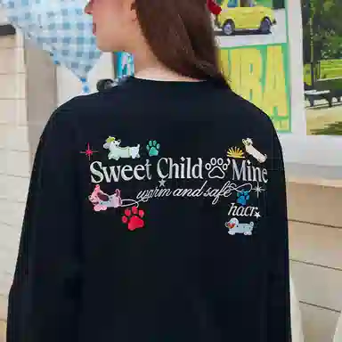 HARSH AND CRUEL Embroidered Puppy Long Sleeve T-Shirt