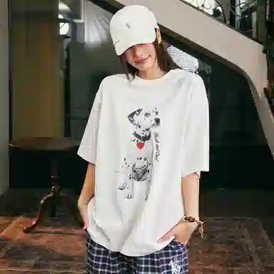 HARSH AND CRUEL Relaxed Spot Dog Print T-Shirt White