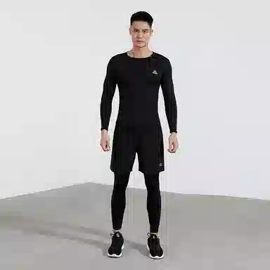 匹克 加绒保暖运动速干透气高弹紧身上衣塑形训练跑步篮球瑜伽骑行裤子健身套装 男女同款 黑色