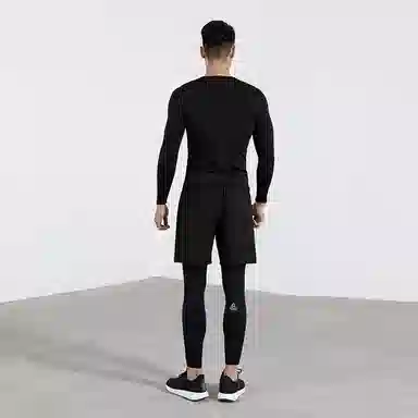 匹克 加绒保暖运动速干透气高弹紧身上衣塑形训练跑步篮球瑜伽骑行裤子健身套装 男女同款 黑色