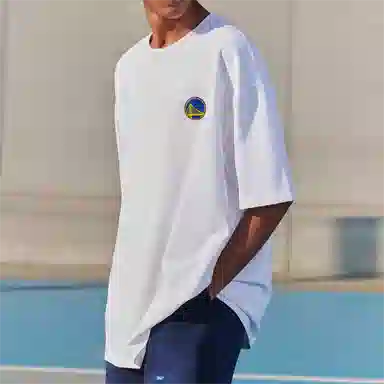 NBA Golden State Warriors Colorblock Lettering Oversized T-Shirt White