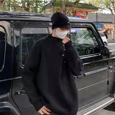 虫小绿 韩版半高领设计感毛衣男春秋季潮牌痞帅慵懒风斜襟套头上衣外套针织衫 男女同款