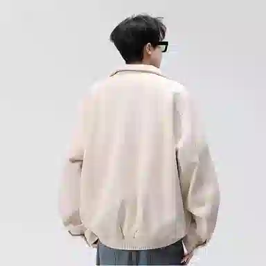 虫小绿 美式复古麂皮绒休闲外套潮流宽松翻领上衣百搭高级感字母刺绣拉链开衫情侣夹克 男女同款