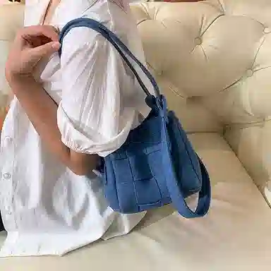 TAMATHA Denim Blue Woven Bucket Bag