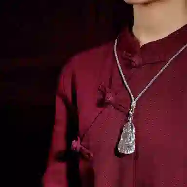 易明居 国风绿度母观世音菩萨 观音佛像牌转运珠 护身符玉坠 水晶 玉石项链 男女同款情侣款