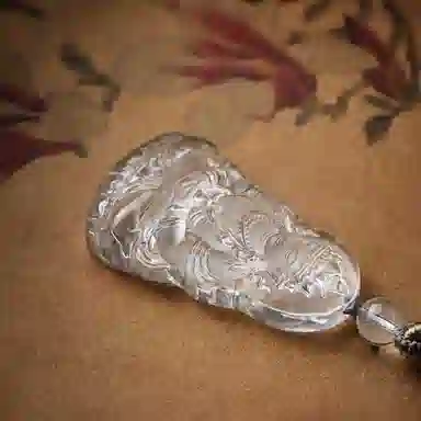 易明居 国风绿度母观世音菩萨 观音佛像牌转运珠 护身符玉坠 水晶 玉石项链 男女同款情侣款