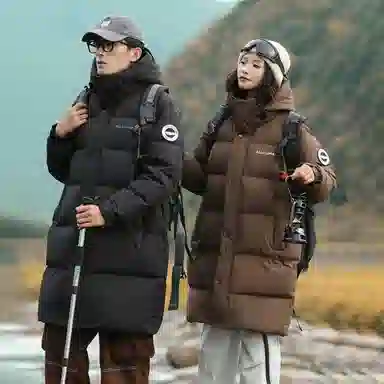 鸭鸭 中长款连帽时尚百搭保暖长袖羽绒服 男款