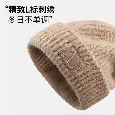 【秋冬降温必备百搭】 攸委 简约宽松大头围显脸小毛绒针织帽子女冬季保暖堆堆冷帽护耳 涤纶 经典时尚休闲包头绒线帽 男女同款情侣款
