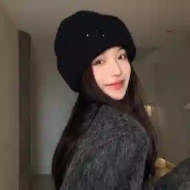 【通勤出街时尚百搭】 攸委 亮片毛线针织帽子秋冬季加厚保暖护耳帽大头围显脸小 羊毛混纺 休闲潮流绒线帽网红堆堆帽 男女同款情侣款